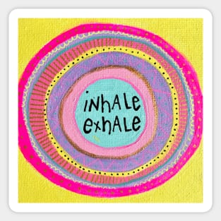 Neon Inhale Exhale Mandala Sticker